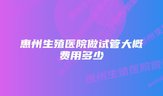 惠州生殖医院做试管大概费用多少