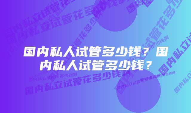 国内私人试管多少钱？国内私人试管多少钱？