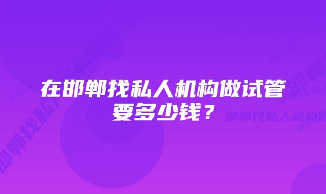 在邯郸找私人机构做试管要多少钱？