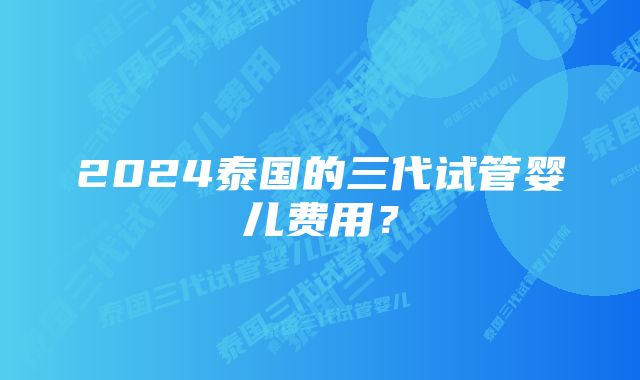 2024泰国的三代试管婴儿费用？