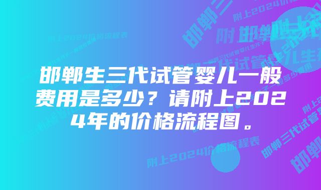 邯郸生三代试管婴儿一般费用是多少？请附上2024年的价格流程图。