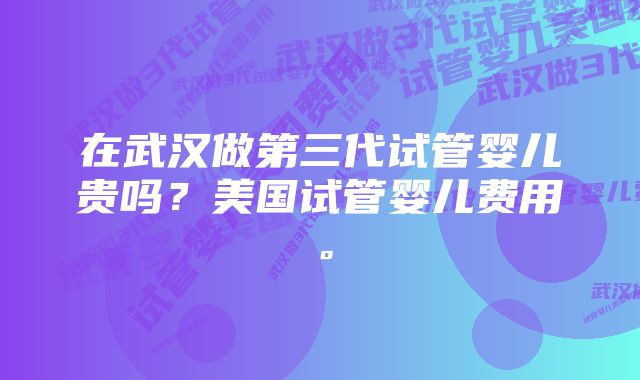 在武汉做第三代试管婴儿贵吗？美国试管婴儿费用。