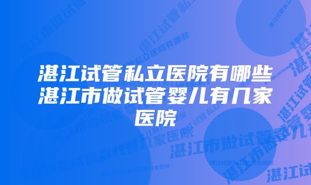 湛江试管私立医院有哪些湛江市做试管婴儿有几家医院