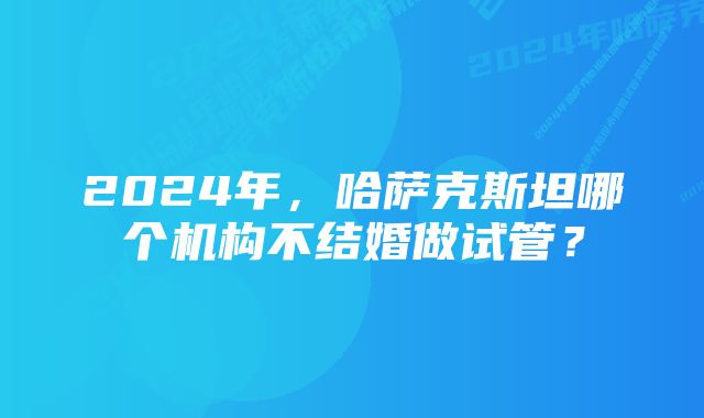 2024年，哈萨克斯坦哪个机构不结婚做试管？