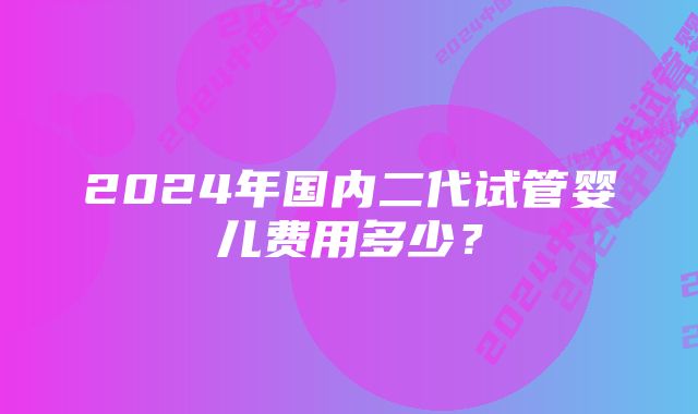 2024年国内二代试管婴儿费用多少？