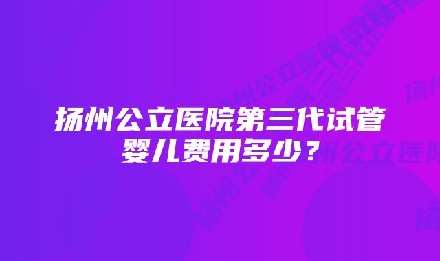 扬州公立医院第三代试管婴儿费用多少？