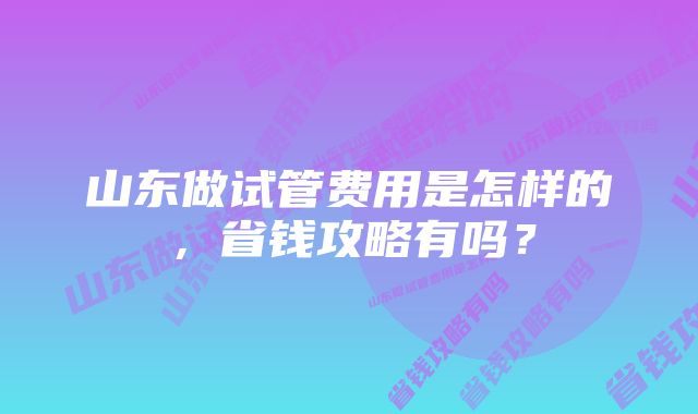 山东做试管费用是怎样的，省钱攻略有吗？