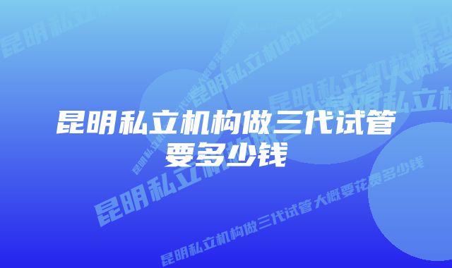 昆明私立机构做三代试管要多少钱