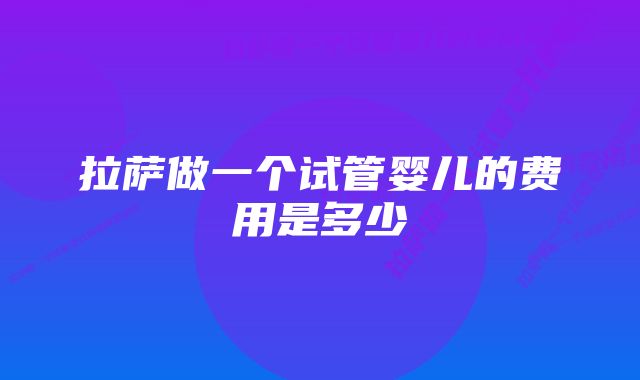 拉萨做一个试管婴儿的费用是多少