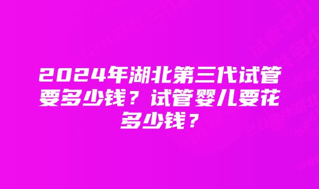 2024年湖北第三代试管要多少钱？试管婴儿要花多少钱？