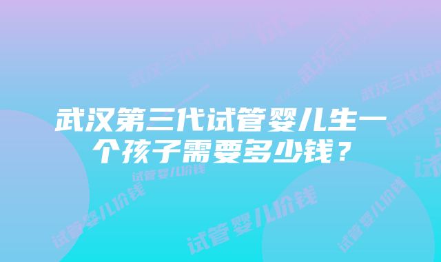 武汉第三代试管婴儿生一个孩子需要多少钱？