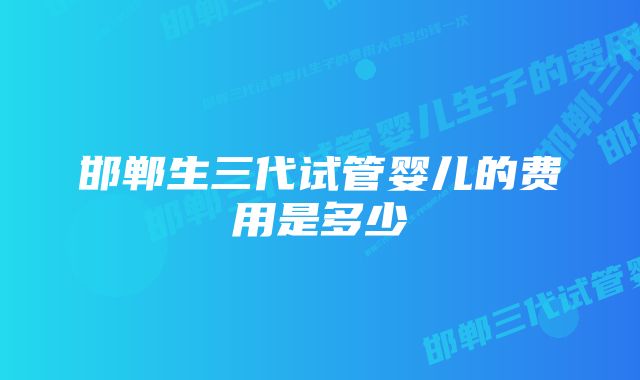 邯郸生三代试管婴儿的费用是多少