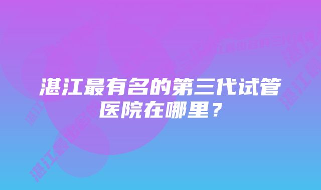 湛江最有名的第三代试管医院在哪里？