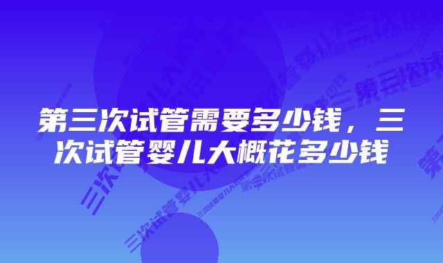 第三次试管需要多少钱，三次试管婴儿大概花多少钱