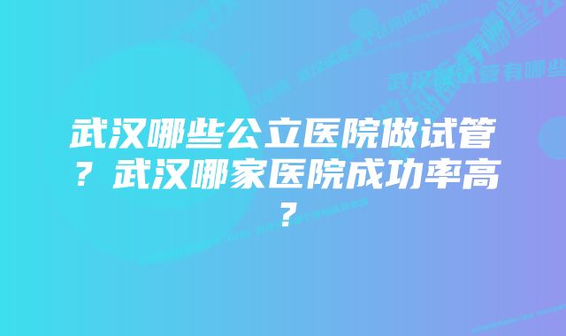 武汉哪些公立医院做试管？武汉哪家医院成功率高？