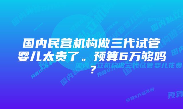 国内民营机构做三代试管婴儿太贵了。预算6万够吗？