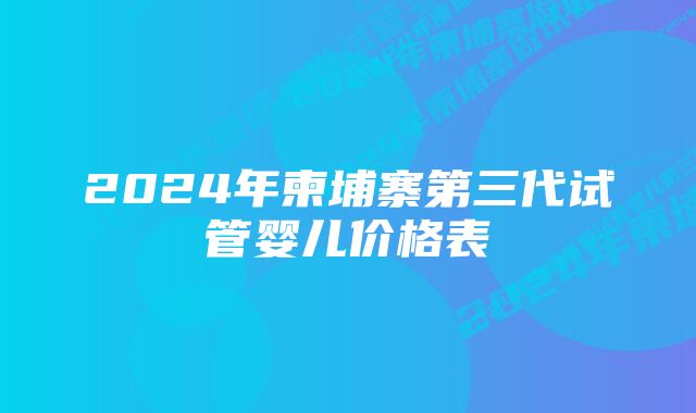 2024年柬埔寨第三代试管婴儿价格表