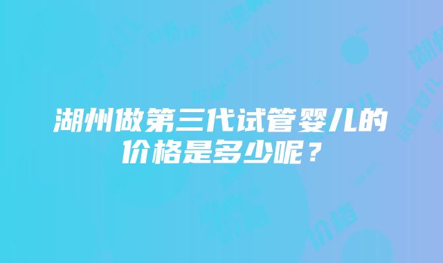 湖州做第三代试管婴儿的价格是多少呢？