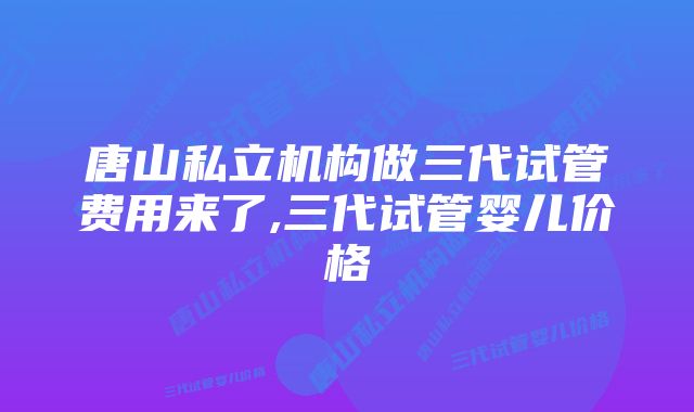 唐山私立机构做三代试管费用来了,三代试管婴儿价格