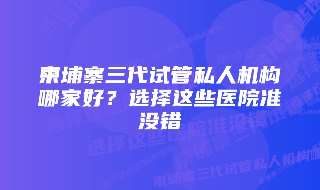 柬埔寨三代试管私人机构哪家好？选择这些医院准没错