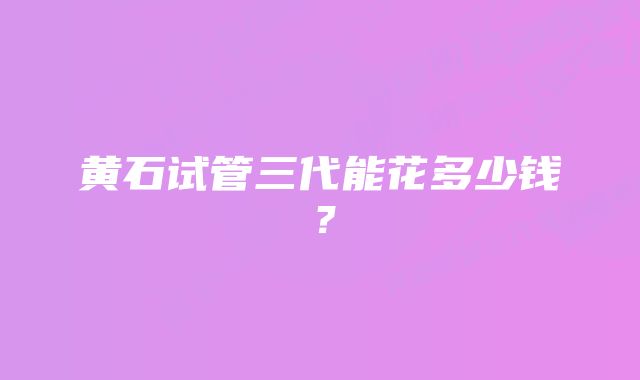 黄石试管三代能花多少钱？