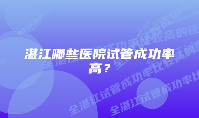 湛江哪些医院试管成功率高？