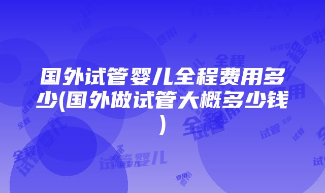 国外试管婴儿全程费用多少(国外做试管大概多少钱)