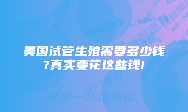 美国试管生殖需要多少钱?真实要花这些钱!