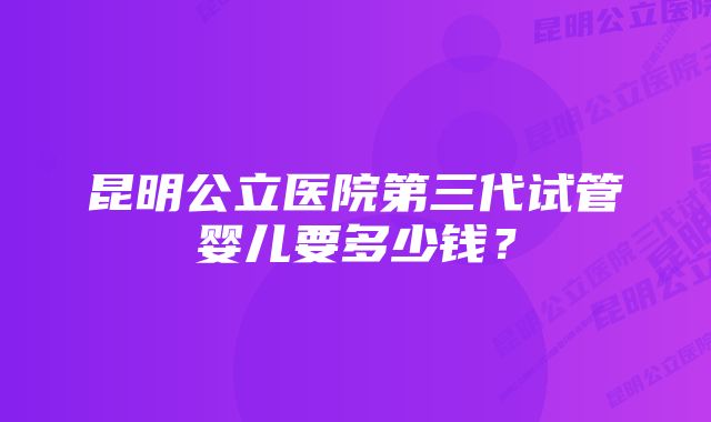 昆明公立医院第三代试管婴儿要多少钱？