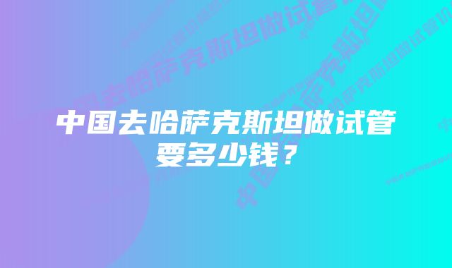 中国去哈萨克斯坦做试管要多少钱？