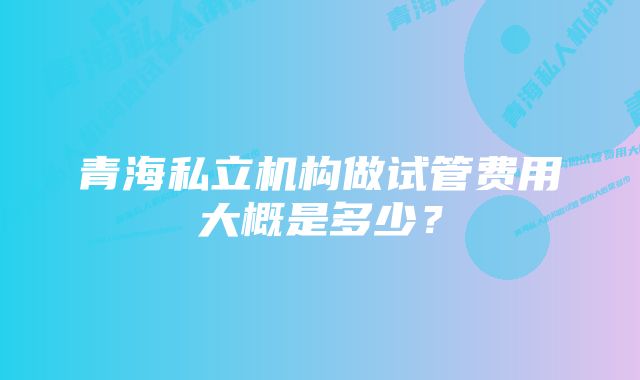 青海私立机构做试管费用大概是多少？