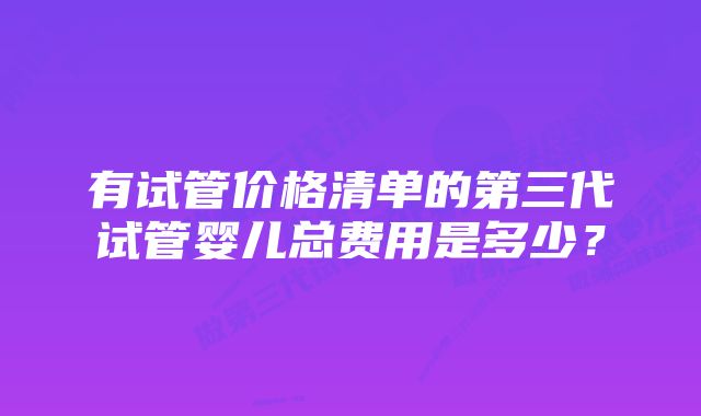 有试管价格清单的第三代试管婴儿总费用是多少？