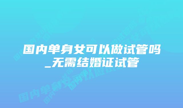 国内单身女可以做试管吗_无需结婚证试管