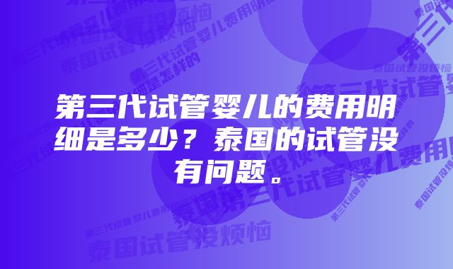 第三代试管婴儿的费用明细是多少？泰国的试管没有问题。