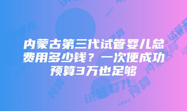 内蒙古第三代试管婴儿总费用多少钱？一次便成功预算3万也足够