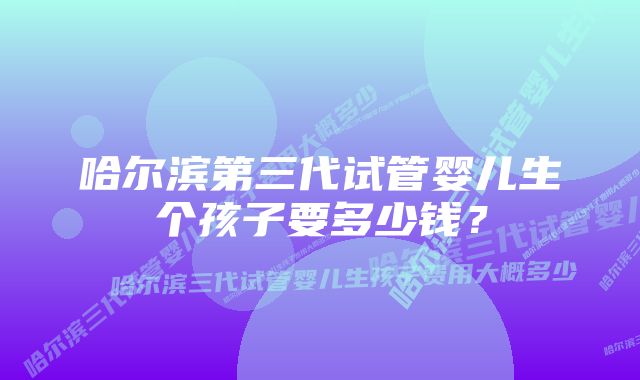 哈尔滨第三代试管婴儿生个孩子要多少钱？