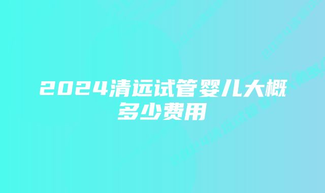 2024清远试管婴儿大概多少费用