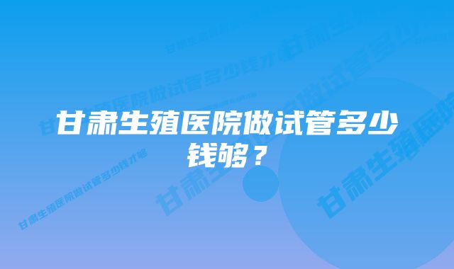 甘肃生殖医院做试管多少钱够？