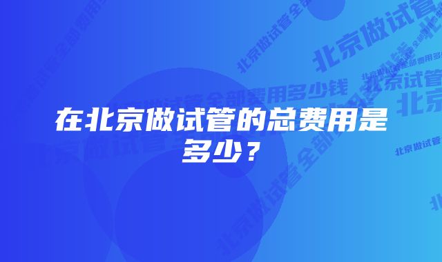 在北京做试管的总费用是多少？