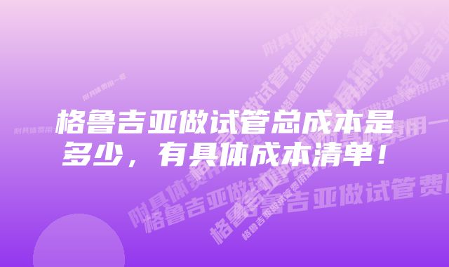 格鲁吉亚做试管总成本是多少，有具体成本清单！