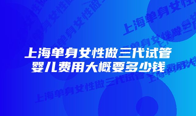 上海单身女性做三代试管婴儿费用大概要多少钱