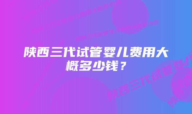 陕西三代试管婴儿费用大概多少钱？