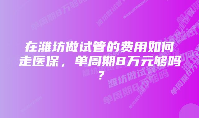 在潍坊做试管的费用如何走医保，单周期8万元够吗？