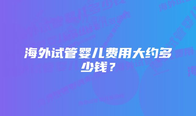 海外试管婴儿费用大约多少钱？