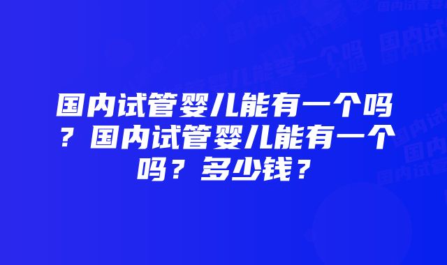 国内试管婴儿能有一个吗？国内试管婴儿能有一个吗？多少钱？