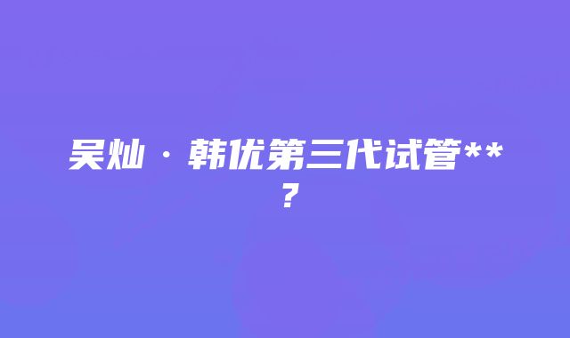 吴灿·韩优第三代试管**？