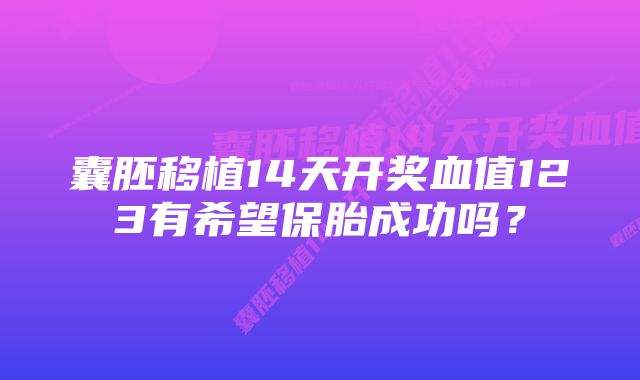 囊胚移植14天开奖血值123有希望保胎成功吗？