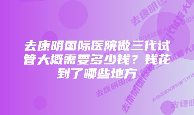 去康明国际医院做三代试管大概需要多少钱？钱花到了哪些地方