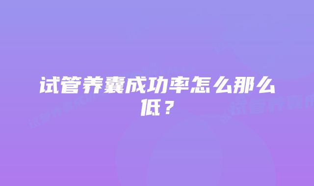 试管养囊成功率怎么那么低？