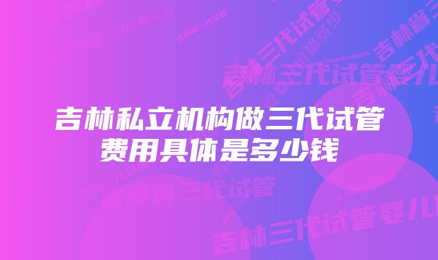 吉林私立机构做三代试管费用具体是多少钱